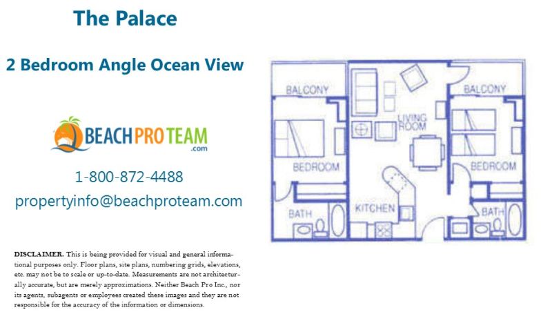 The Palace Floor Plan C - 2 Bedroom Angle Ocean View